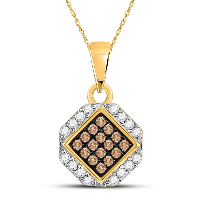 Necklaces gndatlanta 10k Yellow Gold Round Brown Diamond Diagonal Square Pendant 14 Cttw Necklaces gndatlanta 10k Yellow Gold Round Brown Diamond Diagonal Square Pendant 14 Cttw