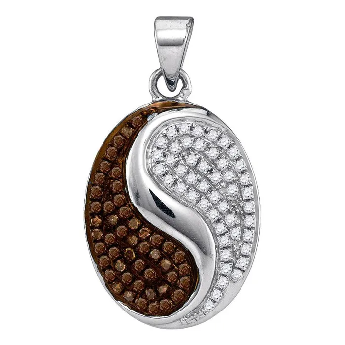 Necklaces gndatlanta 14k White Gold Brown Diamond Oval Yin Yang Tao Pendant 13 Cttw Necklaces gndatlanta 14k White Gold Brown Diamond Oval Yin Yang Tao Pendant 13 Cttw