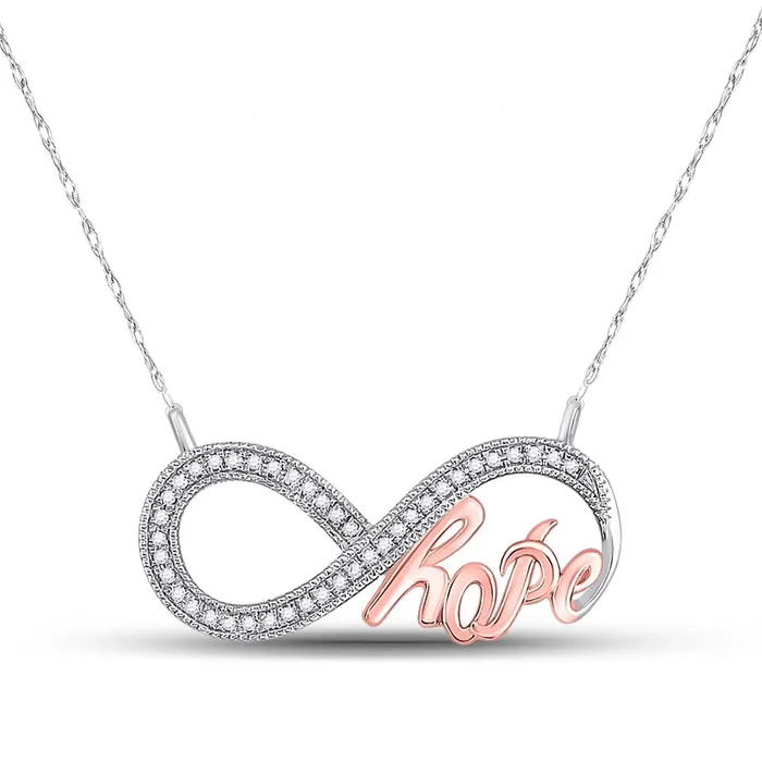 Necklaces gndatlanta 14k White Gold Round Diamond Infinity Hope Rosetone Pendant Necklace 110 Cttw Necklaces gndatlanta 14k White Gold Round Diamond Infinity Hope Rosetone Pendant Necklace 110 Cttw