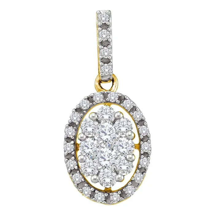 Necklaces gndatlanta 14k Yellow Gold Round Diamond Oval Cluster Pendant 12 Cttw Necklaces gndatlanta 14k Yellow Gold Round Diamond Oval Cluster Pendant 12 Cttw