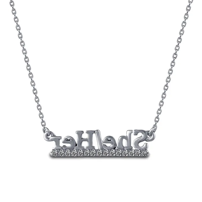 Necklaces Goldia 007 CT TW Natural Diamond Underlined SheHer Necklace in Sterling Silver Necklaces Goldia 007 CT TW Natural Diamond Underlined SheHer Necklace in Sterling Silver