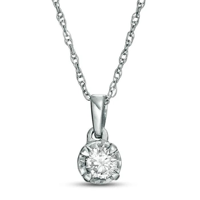 Necklaces Goldia 017 CT Natural Clarity Enhanced Solitaire Pendant in 10K White Gold Necklaces Goldia 017 CT Natural Clarity Enhanced Solitaire Pendant in 10K White Gold