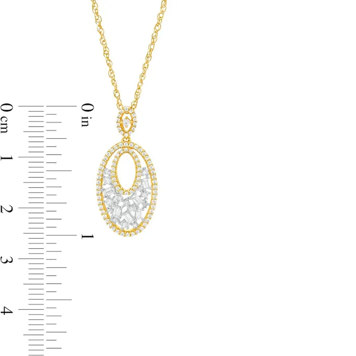 Necklaces Goldia 05 CT TW Composite Natural Diamond Oval Scatter Pendant in 10K Yellow Gold Necklaces Goldia 05 CT TW Composite Natural Diamond Oval Scatter Pendant in 10K Yellow Gold