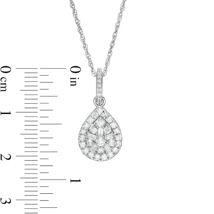 Necklaces Goldia 05 CT TW Composite Pear Natural Diamond Frame Pendant in 10K White Gold Necklaces Goldia 05 CT TW Composite Pear Natural Diamond Frame Pendant in 10K White Gold