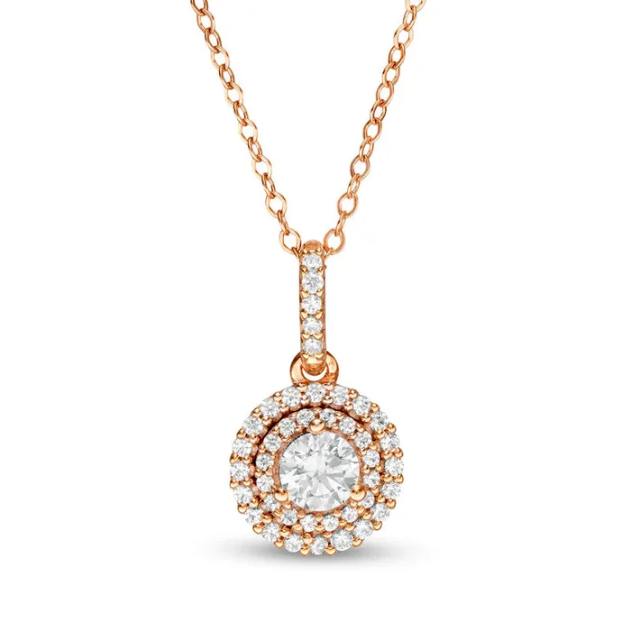 Necklaces Goldia 063 CT TW Natural Diamond Double Frame Pendant in 14K Rose Gold Necklaces Goldia 063 CT TW Natural Diamond Double Frame Pendant in 14K Rose Gold