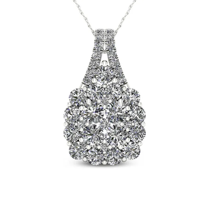 Necklaces Goldia 188 CT TW Composite Natural Diamond Cushion Frame Pendant in 14K White Gold Necklaces Goldia 188 CT TW Composite Natural Diamond Cushion Frame Pendant in 14K White Gold
