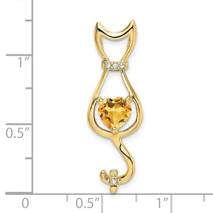 Necklaces Goldia 10K Yellow Gold Citrine and Real Diamond Cat Pendant