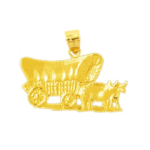 Necklaces Goldia 14K Gold Covered Conestoga Wagon and Oxen Pendant