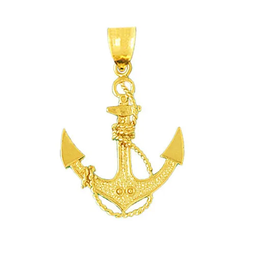 Necklaces Goldia 14K Gold Sailor Rope and Anchor Pendant
