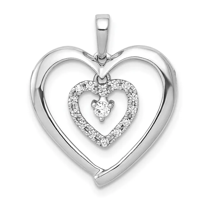 Necklaces Goldia 14k White Gold 110ct Real Diamond Heart Dangle Pendant