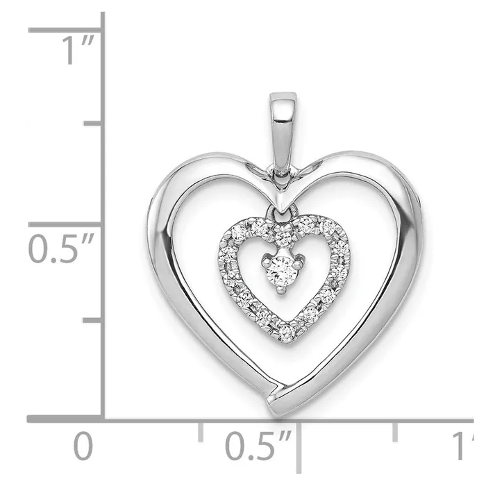 Necklaces Goldia 14k White Gold 110ct Real Diamond Heart Dangle Pendant