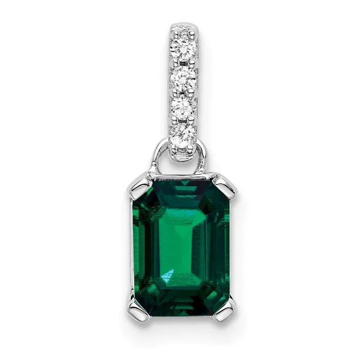 Necklaces Goldia 14k White Gold 120 Ct Lab Grown Diamond VSSI G and Lab Created Emerald Pendant Necklaces Goldia 14k White Gold 120 Ct Lab Grown Diamond VSSI G and Lab Created Emerald Pendant