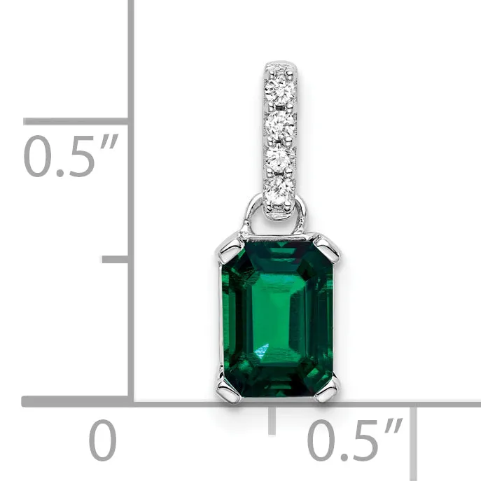 Necklaces Goldia 14k White Gold 120 Ct Lab Grown Diamond VSSI G and Lab Created Emerald Pendant