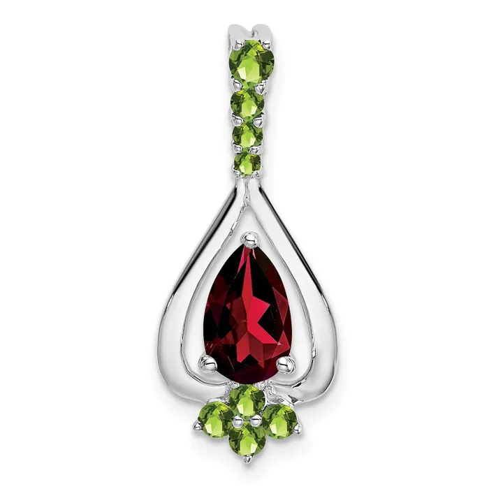Necklaces Goldia 14k White Gold Pear Garnet and Peridot Pendant