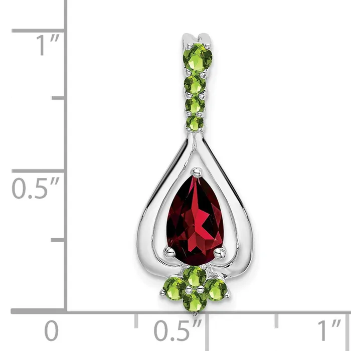Necklaces Goldia 14k White Gold Pear Garnet and Peridot Pendant