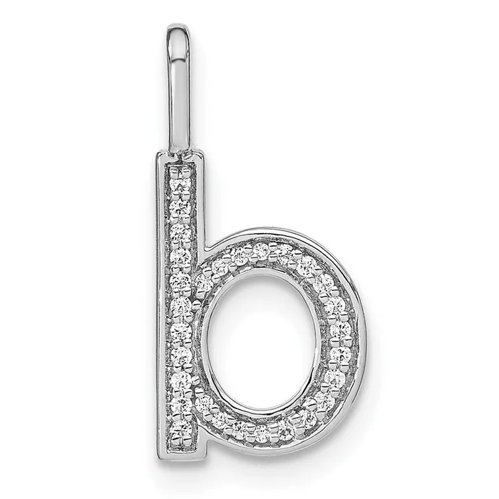 Necklaces Goldia 14K White Gold Real Diamond Lower Case Letter B Initial Pendant Necklaces Goldia 14K White Gold Real Diamond Lower Case Letter B Initial Pendant