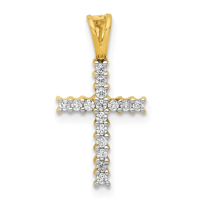 Necklaces Goldia 14K Yellow Gold 16ct Real Diamond Latin Cross Pendant