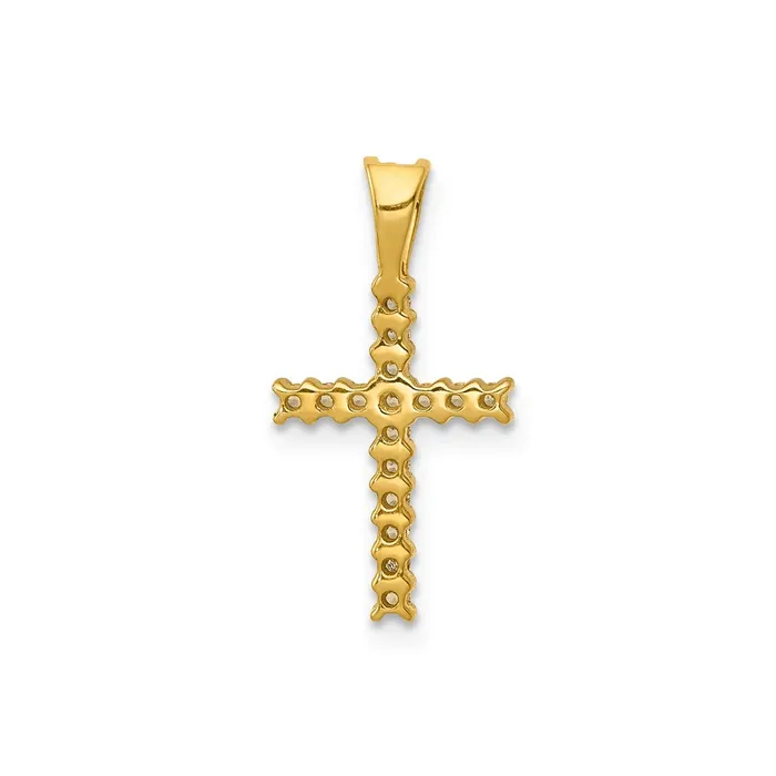 Necklaces Goldia 14K Yellow Gold 16ct Real Diamond Latin Cross Pendant