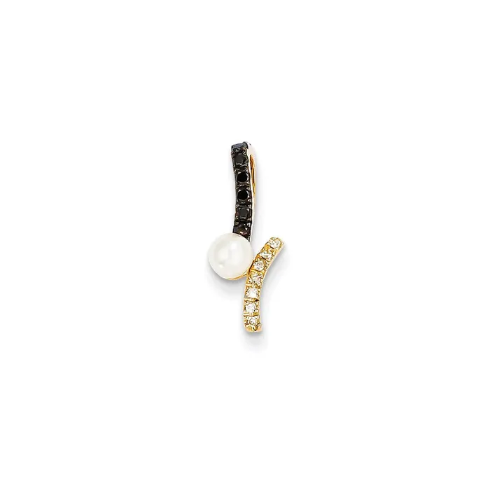 Necklaces Goldia 14K Yellow Gold Black u0026 White Real Diamond u0026 45mm Round FW Cultured Pearl Pendant Necklaces Goldia 14K Yellow Gold Black u0026 White Real Diamond u0026 45mm Round FW Cultured Pearl Pendant