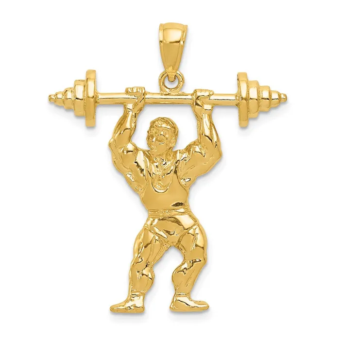 Necklaces Goldia 14k Yellow Gold Bodybuilder with Weights Pendant