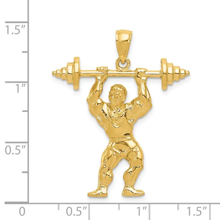 Necklaces Goldia 14k Yellow Gold Bodybuilder with Weights Pendant