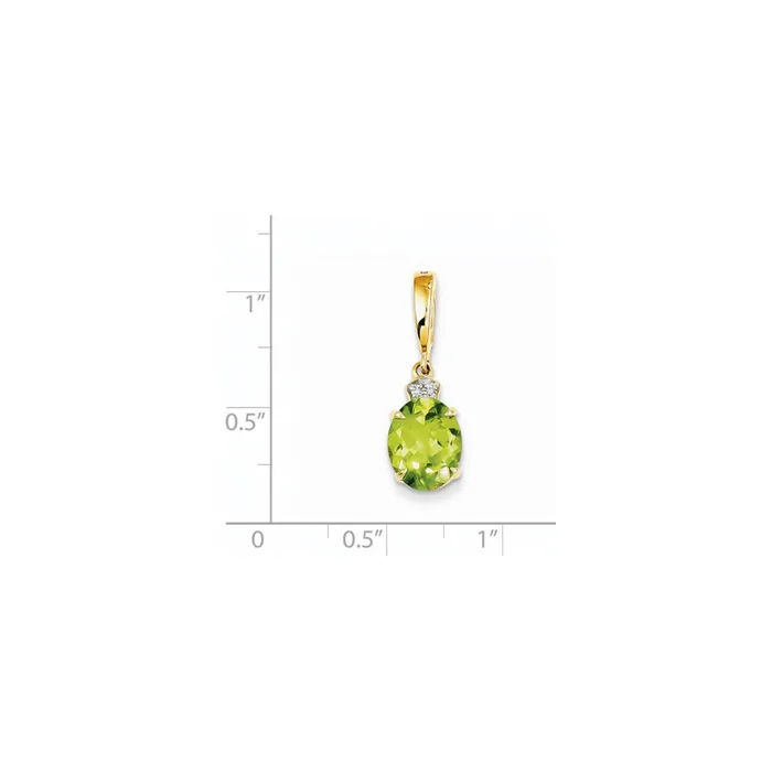 Necklaces Goldia 14K Yellow Gold Real Diamond and Peridot Oval Pendant