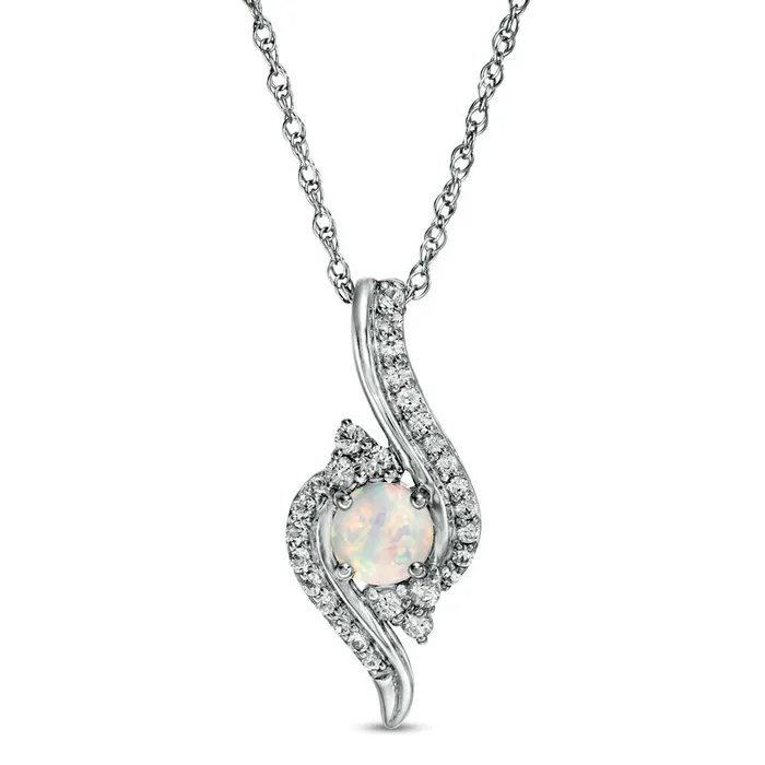 Necklaces Goldia 50mm LabCreated Opal and White Sapphire TriSides Bypass Pendant in Sterling Silver Necklaces Goldia 50mm LabCreated Opal and White Sapphire TriSides Bypass Pendant in Sterling Silver