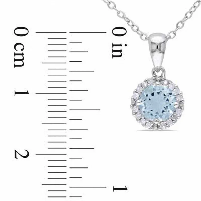 Necklaces Goldia 60mm Aquamarine and Natural Diamond Accent Frame Pendant in Sterling Silver Necklaces Goldia 60mm Aquamarine and Natural Diamond Accent Frame Pendant in Sterling Silver
