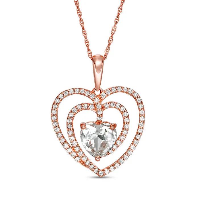 Necklaces Goldia 70mm LabCreated White Sapphire Spiral Heart Pendant in 10K Rose Gold Necklaces Goldia 70mm LabCreated White Sapphire Spiral Heart Pendant in 10K Rose Gold
