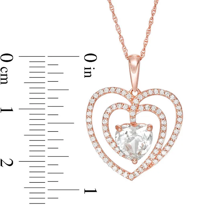 Necklaces Goldia 70mm LabCreated White Sapphire Spiral Heart Pendant in 10K Rose Gold Necklaces Goldia 70mm LabCreated White Sapphire Spiral Heart Pendant in 10K Rose Gold