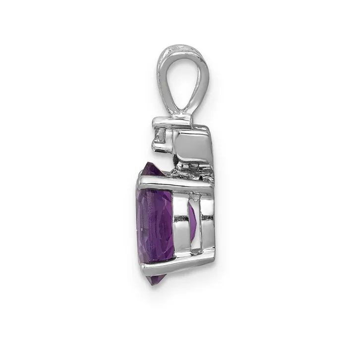 Necklaces Goldiacom 14k White Gold 8x6mm Oval Amethyst VS Diamond Pendant