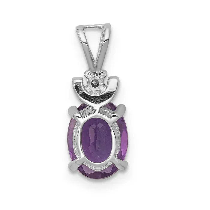 Necklaces Goldiacom 14k White Gold 8x6mm Oval Amethyst VS Diamond Pendant