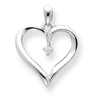 Necklaces Goldiacom 14K White Gold Diamond Heart Pendant