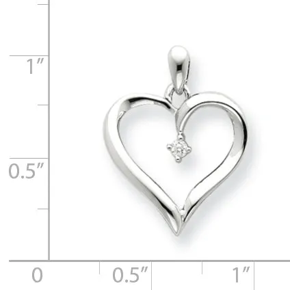 Necklaces Goldiacom 14K White Gold Diamond Heart Pendant