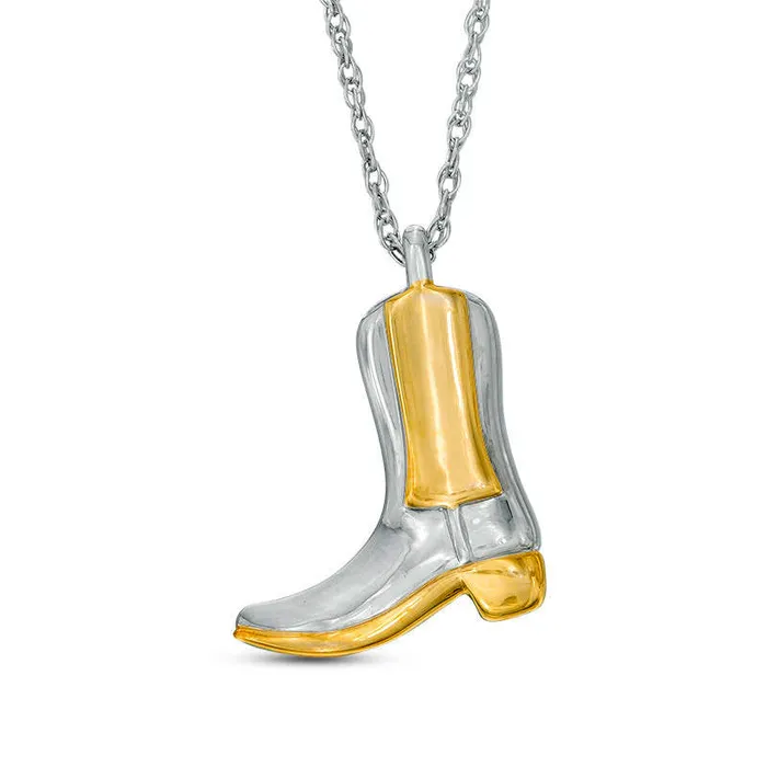 Necklaces Goldia Cowboy Boot Pendant in Sterling Silver and 14K Gold Plate