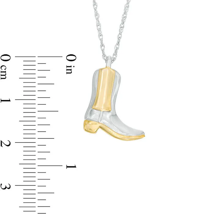 Necklaces Goldia Cowboy Boot Pendant in Sterling Silver and 14K Gold Plate Necklaces Goldia Cowboy Boot Pendant in Sterling Silver and 14K Gold Plate