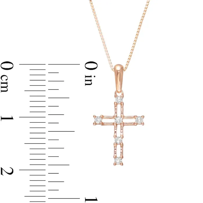 Necklaces Goldia Natural Diamond Accent Bamboo Cross Pendant in 10K Rose Gold Necklaces Goldia Natural Diamond Accent Bamboo Cross Pendant in 10K Rose Gold