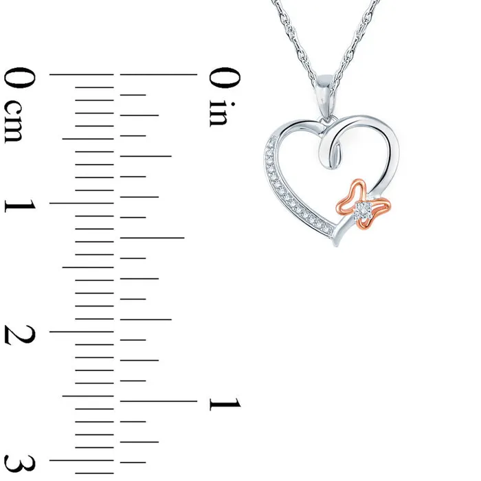 Necklaces Goldia Natural Diamond Accent Heart with Butterfly Pendant in Sterling Silver and 14K Rose Gold Plate Necklaces Goldia Natural Diamond Accent Heart with Butterfly Pendant in Sterling Silver and 14K Rose Gold Plate