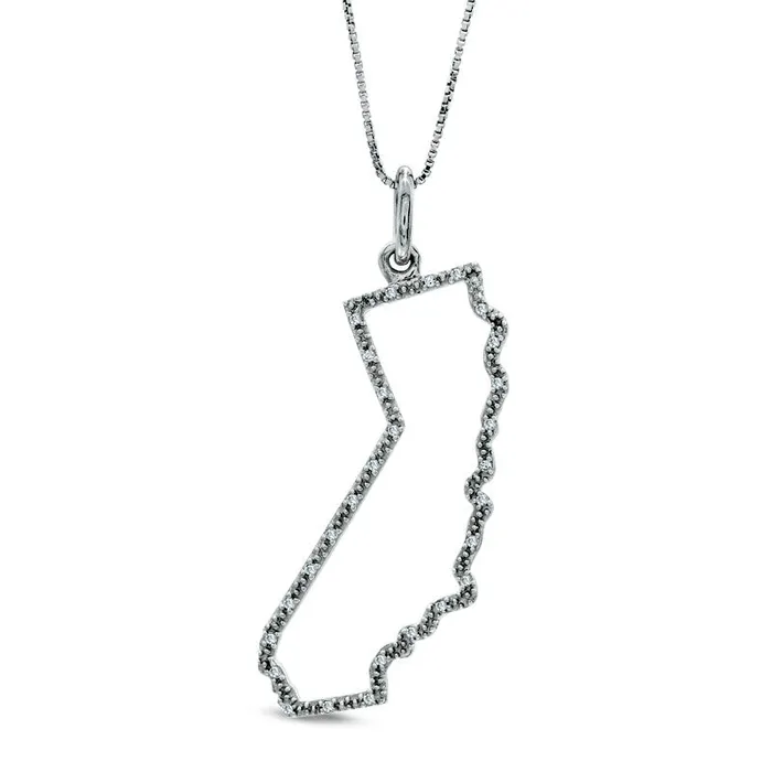 Necklaces Goldia Natural Diamond Accent State of California Outline Pendant in Sterling Silver Necklaces Goldia Natural Diamond Accent State of California Outline Pendant in Sterling Silver