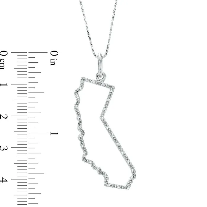Necklaces Goldia Natural Diamond Accent State of California Outline Pendant in Sterling Silver Necklaces Goldia Natural Diamond Accent State of California Outline Pendant in Sterling Silver