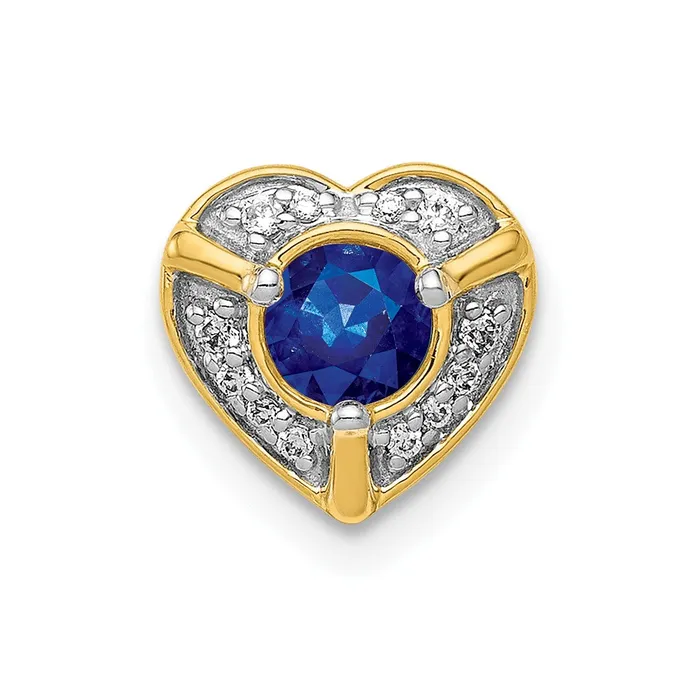 Necklaces Goldia Solid 14k Yellow Gold Simulated CZ and 25 Sapphire Fancy Heart Chain Slide Necklaces Goldia Solid 14k Yellow Gold Simulated CZ and 25 Sapphire Fancy Heart Chain Slide