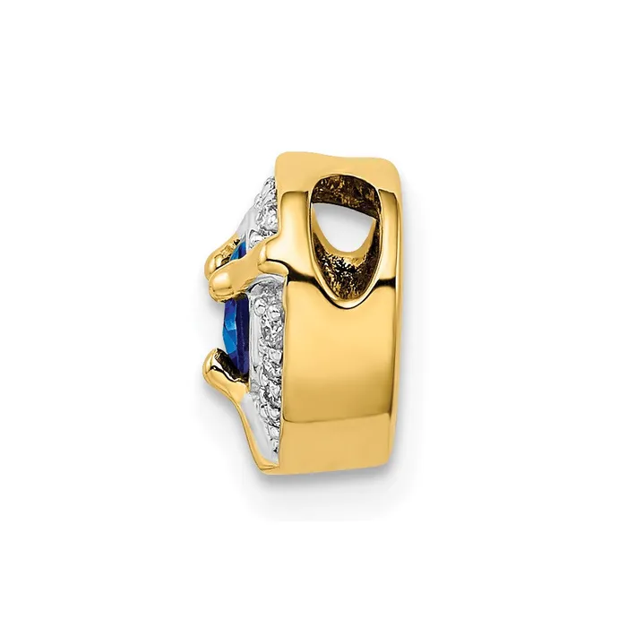 Necklaces Goldia Solid 14k Yellow Gold Simulated CZ and 25 Sapphire Fancy Heart Chain Slide Necklaces Goldia Solid 14k Yellow Gold Simulated CZ and 25 Sapphire Fancy Heart Chain Slide