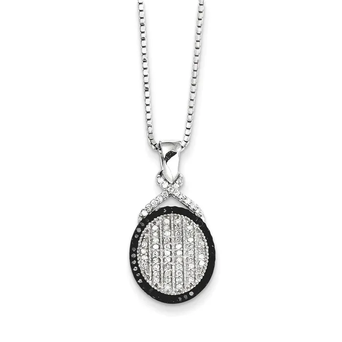 Necklaces Goldia Sterling Silver Black and White Diamond Pendant