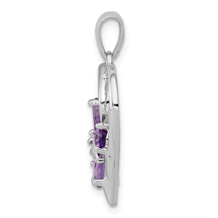 Necklaces Goldia Sterling Silver RH Plated Amethyst and Diamond Butterfly Heart Pendant