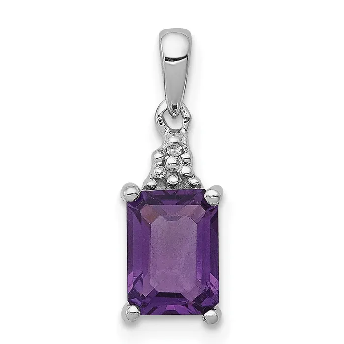 Necklaces Goldia Sterling Silver Rhodium Plated Amethyst and Diamond Pendant Necklaces Goldia Sterling Silver Rhodium Plated Amethyst and Diamond Pendant