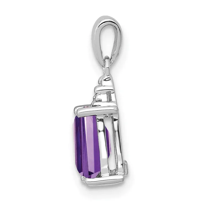 Necklaces Goldia Sterling Silver Rhodium Plated Amethyst and Diamond Pendant