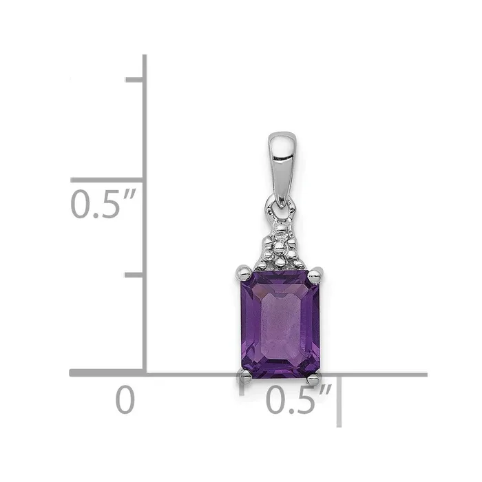 Necklaces Goldia Sterling Silver Rhodium Plated Amethyst and Diamond Pendant