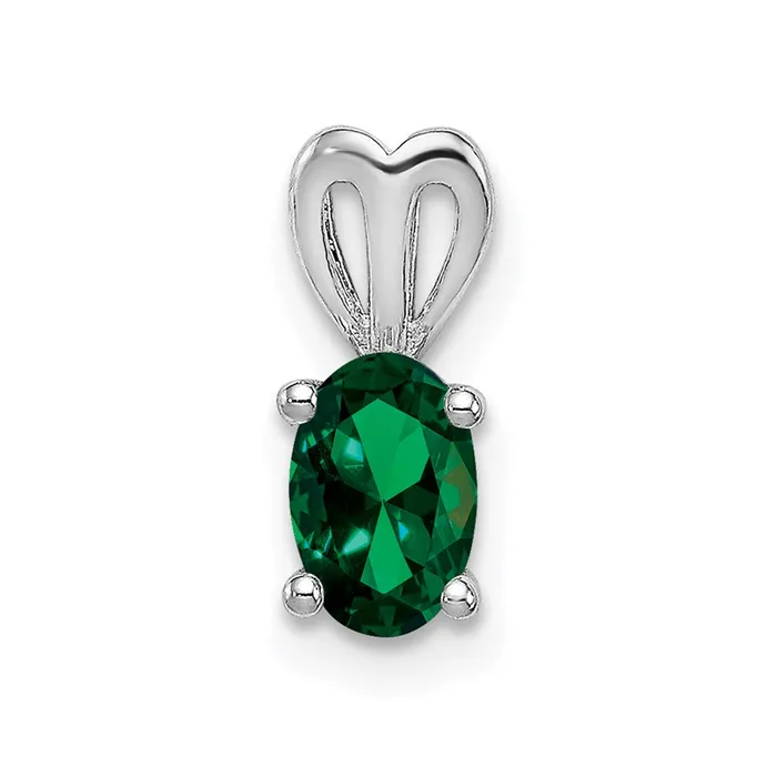 Necklaces Goldia Sterling Silver Rhodiumplated Created Emerald Pendant
