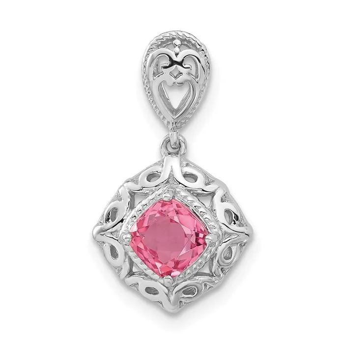 Necklaces Goldia Sterling Silver Rhodiumplated Polished Pink Tourmaline Square Pendant Necklaces Goldia Sterling Silver Rhodiumplated Polished Pink Tourmaline Square Pendant