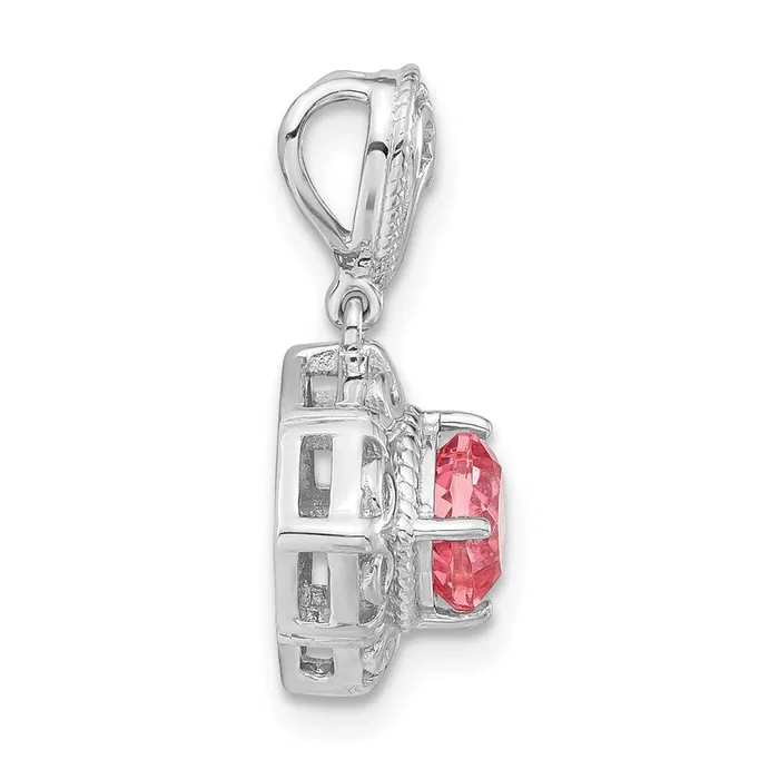 Necklaces Goldia Sterling Silver Rhodiumplated Polished Pink Tourmaline Square Pendant